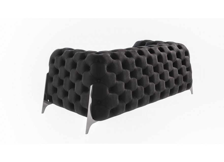 Elegancka czarna sofa dwuosobowa pikowana glamour Chesterfield KALIFORNIA 2 3