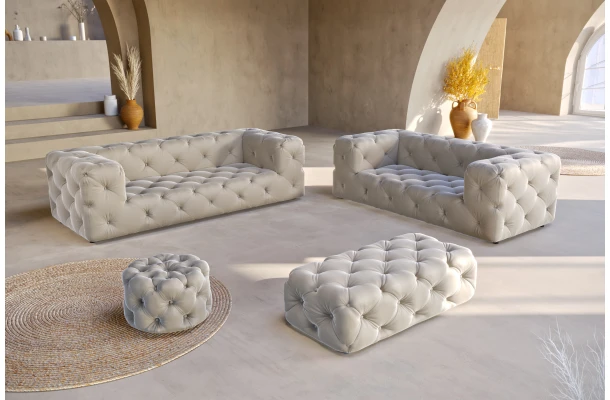 Sofa dwuosobowa pikowana premium Chesterfield BENTLEY - nowoczesne