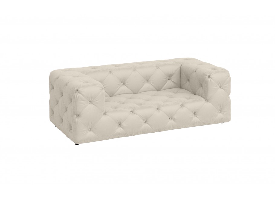 Sofa pikowana nowoczesna dwuosobowa Chesterfield w kolorze beżowym BENTLEY