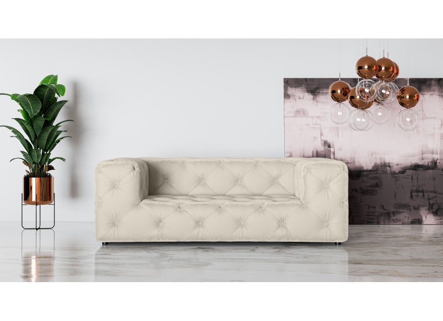 Sofa pikowana nowoczesna dwuosobowa Chesterfield w kolorze beżowym BENTLEY 5