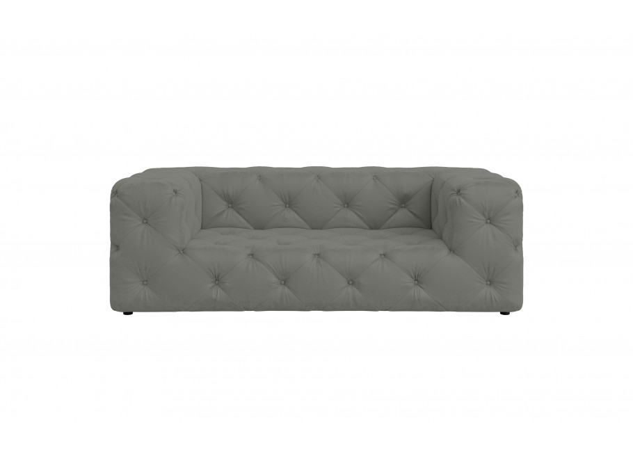 Sofa szara welurowa nowoczesna dwuosobowa Chesterfield BENTLEY 3