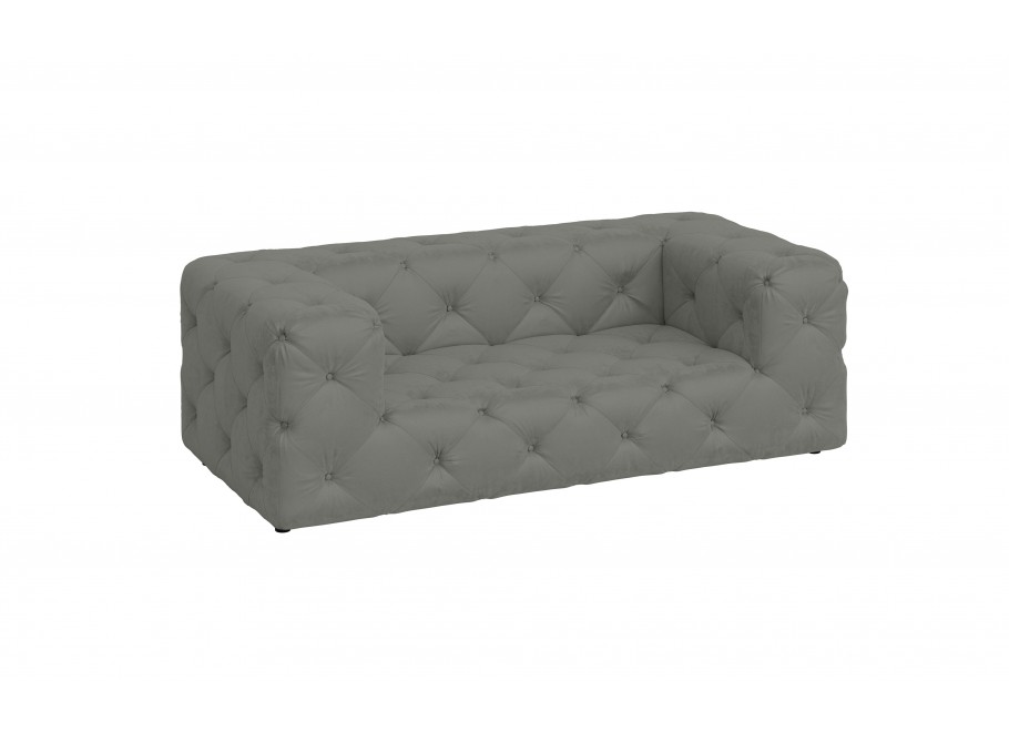 Sofa szara welurowa nowoczesna dwuosobowa Chesterfield BENTLEY