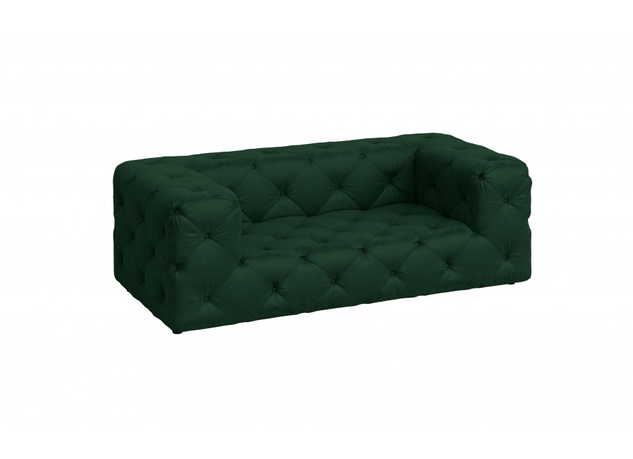 Nowoczesna sofa pikowana dwuosobowa Chesterfield BENTLEY - Butelkowa Zieleń