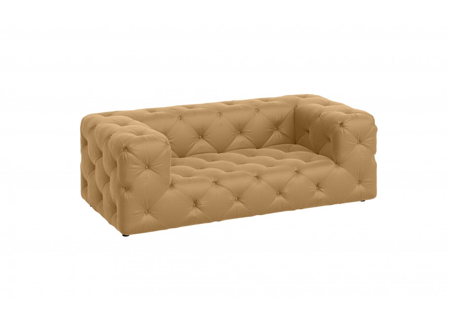 Elegancka sofa w kolorze złotym pikowana dwuosobowa Chesterfield BENTLEY
