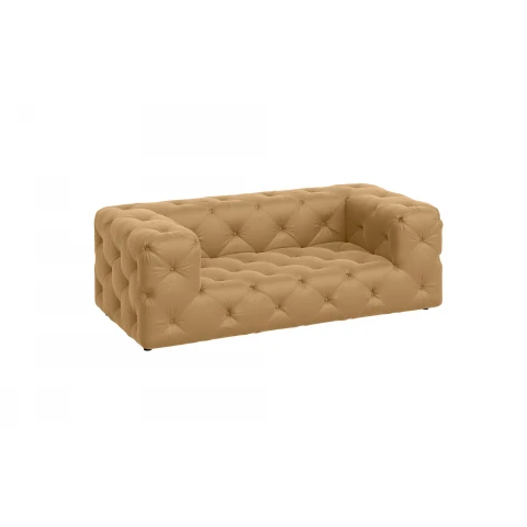 Elegancka sofa w kolorze złotym pikowana dwuosobowa Chesterfield BENTLEY