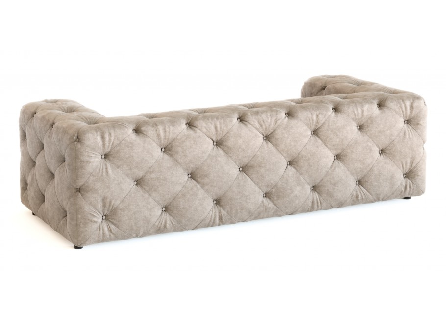 BENTLEY – sofa trzyosobowa pikowana premium Chesterfield w kolorze beżowym - Enjoy New 1