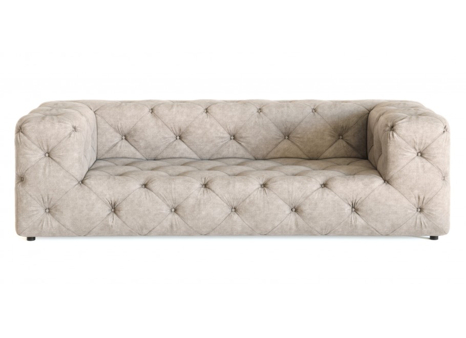 BENTLEY – sofa trzyosobowa pikowana premium Chesterfield w kolorze beżowym - Enjoy New 1