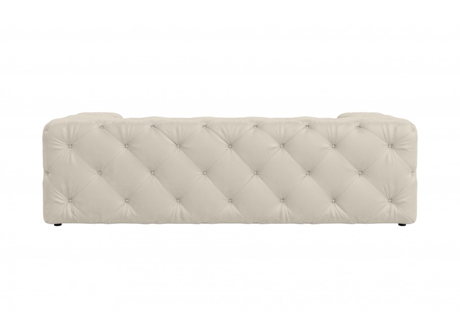 Sofa trzyosobowa Chesterfield Bentley kolor jasnobeżowy, pikowana idealna do pokoju dziennego 4