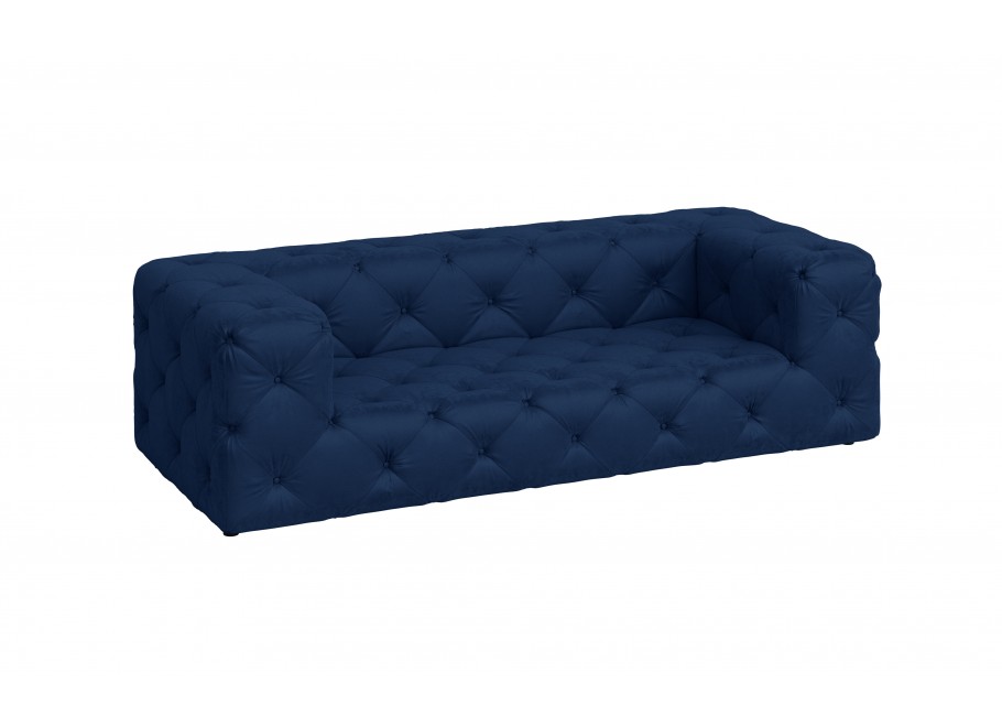 Sofa trzyosobowa w kolorze granatowym pikowana Chesterfield Bentley