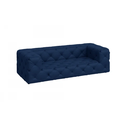 Sofa trzyosobowa w kolorze granatowym pikowana Chesterfield Bentley