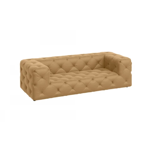 Złota sofa BENTLEY – trzyosobowa, pikowana, styl Chesterfield, premium