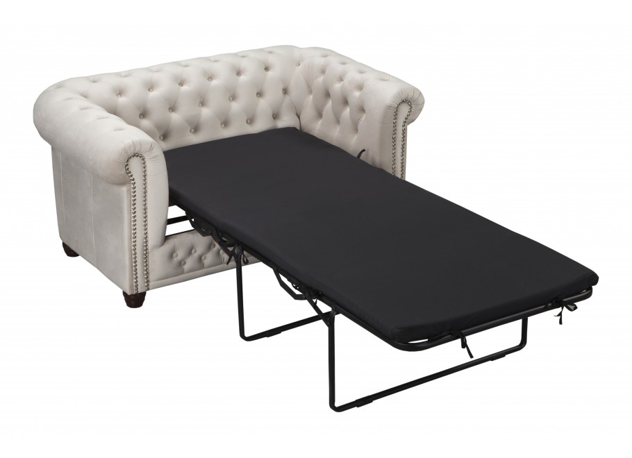 Beżowa sofa dwuosobowa z funkcją spania pikowana Chesterfield FELIX 2 - Riviera 21