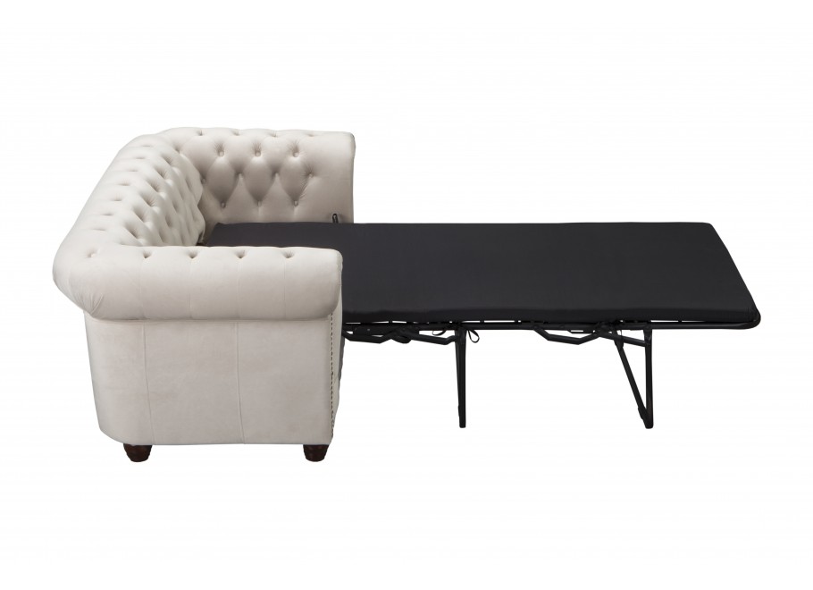 Beżowa sofa dwuosobowa z funkcją spania pikowana Chesterfield FELIX 2 - Riviera 21