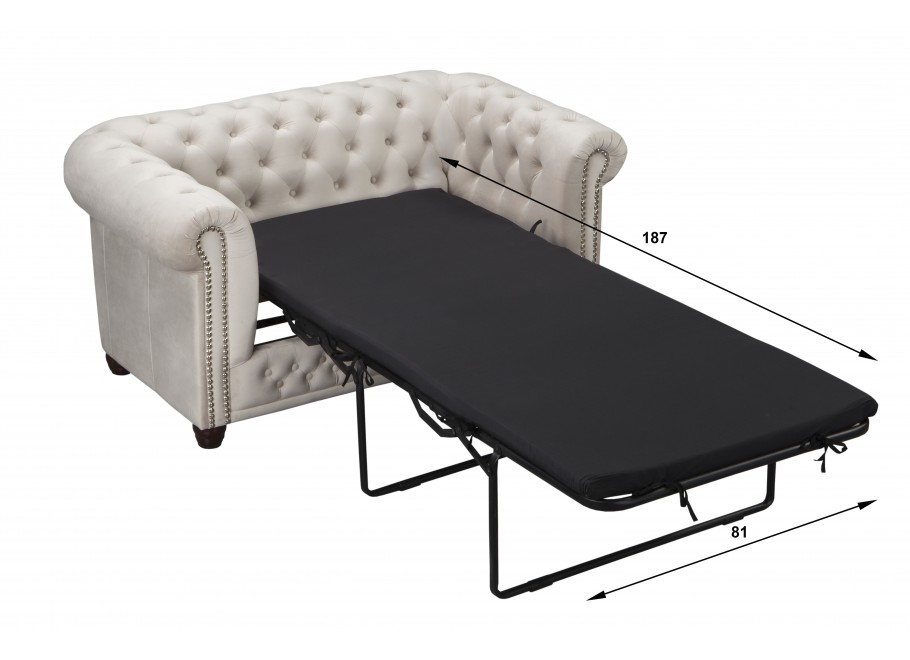 Beżowa sofa dwuosobowa z funkcją spania pikowana Chesterfield FELIX 2 - Riviera 21