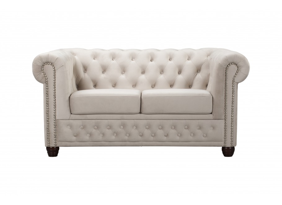 Beżowa sofa dwuosobowa z funkcją spania pikowana Chesterfield FELIX 2 - Riviera 21