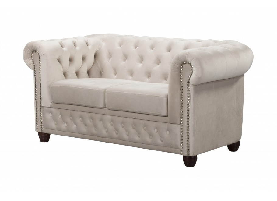 Beżowa sofa dwuosobowa z funkcją spania pikowana Chesterfield FELIX 2 - Riviera 21