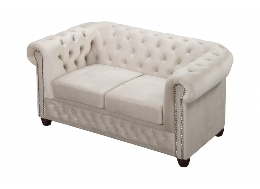 Beżowa sofa dwuosobowa z funkcją spania pikowana Chesterfield FELIX 2 - Riviera 21