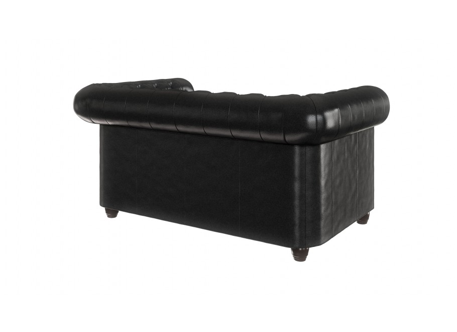 Elegancka sofa Chesterfield FELIX 2 – czarna ekoskóra, 2-osobowa, rozkładana 8