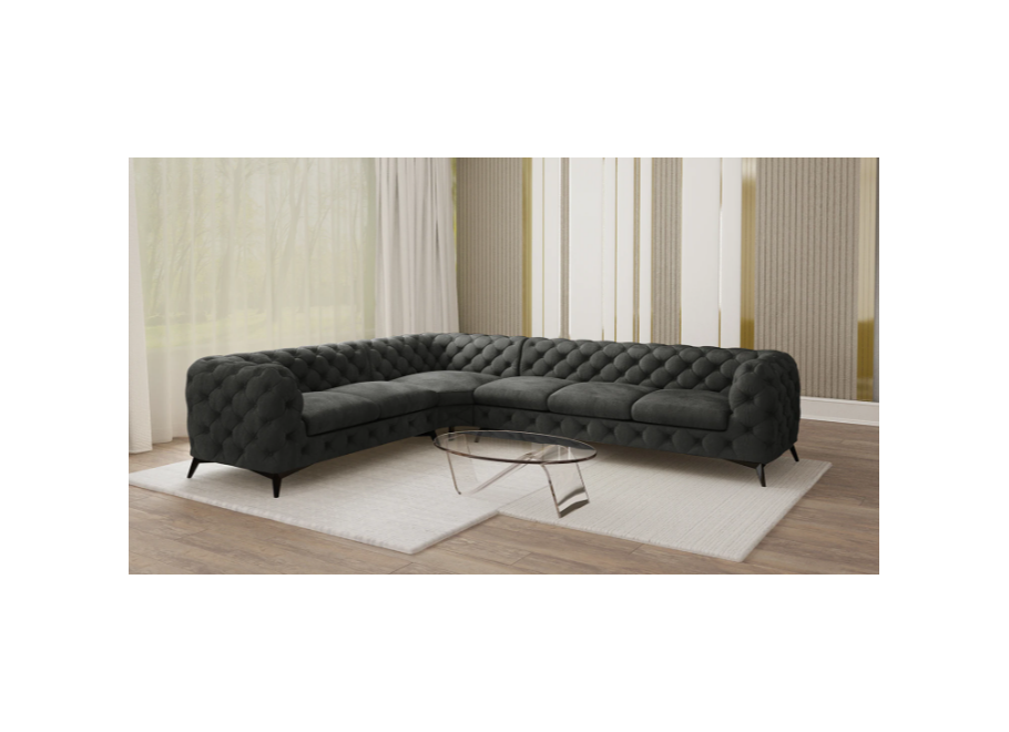 Narożnik sześcioosobowy pikowany glamour Chesterfield TEO 2+E+3 15