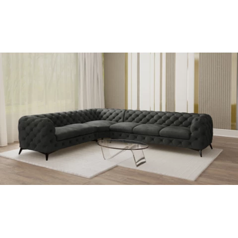 Narożnik sześcioosobowy pikowany glamour Chesterfield TEO 2+E+3