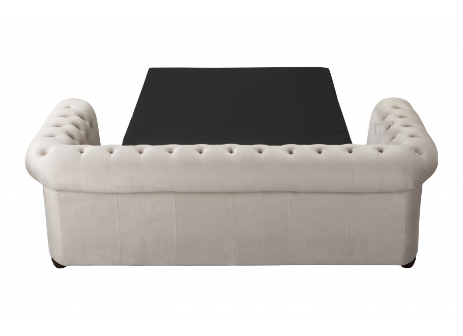 Sofa FELIX 3 – beżowy welur, styl Chesterfield, trzyosobowa z funkcją spania - Riviera 21