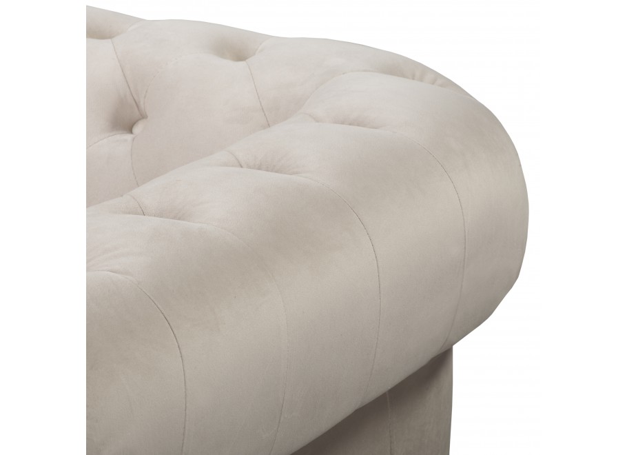 Sofa FELIX 3 – beżowy welur, styl Chesterfield, trzyosobowa z funkcją spania - Riviera 21