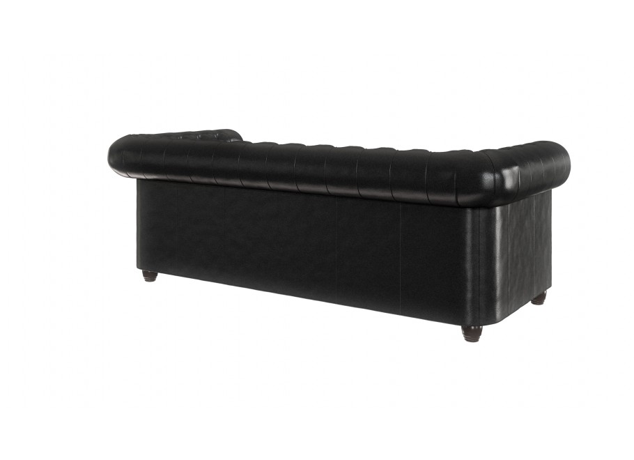 Czarna sofa rozkładana Chesterfield FELIX 3 z funkcją spania – ekoskóra, styl klasyczny 7