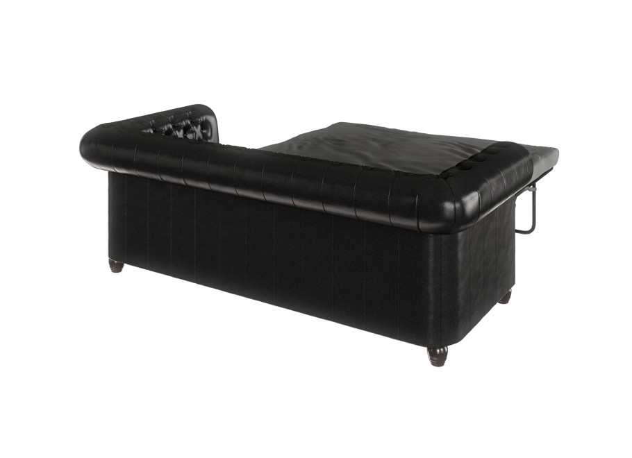 Czarna sofa rozkładana Chesterfield FELIX 3 z funkcją spania – ekoskóra, styl klasyczny 9
