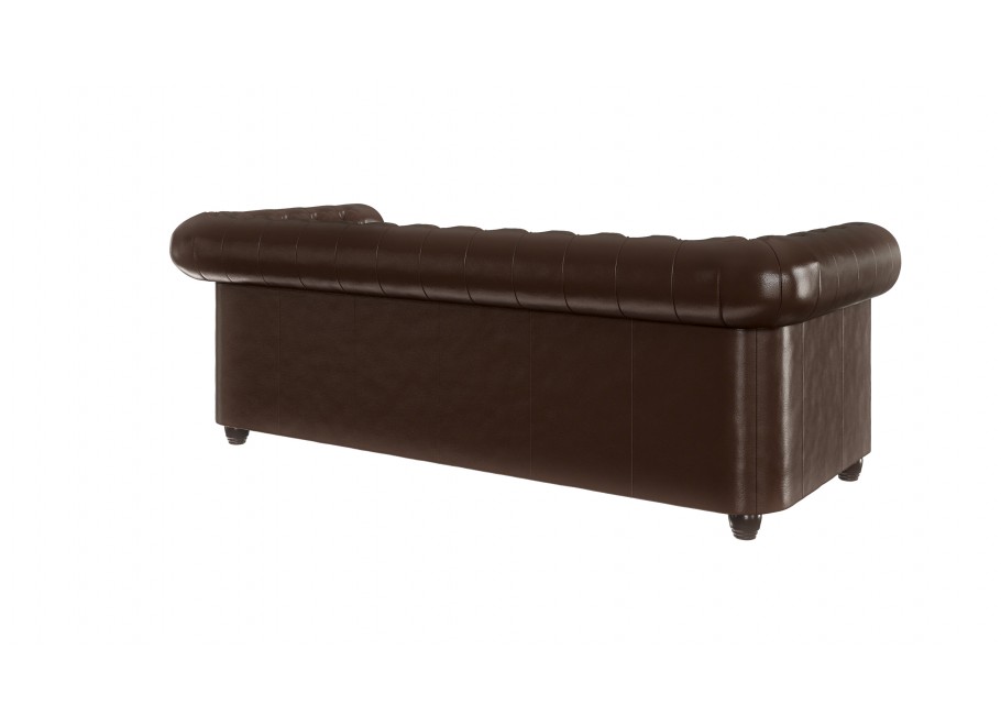 Brązowa sofa trzyosobowa pikowana ekoskóra FELIX 3 – styl Chesterfield z funkcją spania 5