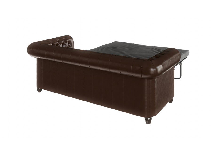 Brązowa sofa trzyosobowa pikowana ekoskóra FELIX 3 – styl Chesterfield z funkcją spania 3