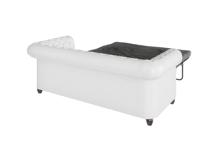 Sofa trzyosobowa FELIX 3– biała ekoskóra, Chesterfield z funkcją spania, pikowana 7