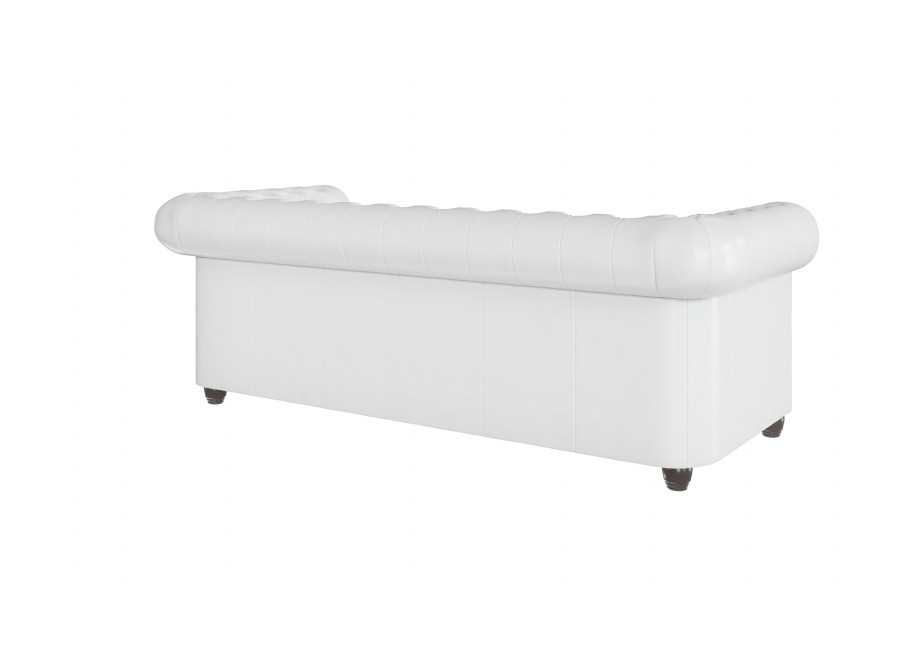 Sofa trzyosobowa FELIX 3– biała ekoskóra, Chesterfield z funkcją spania, pikowana 6