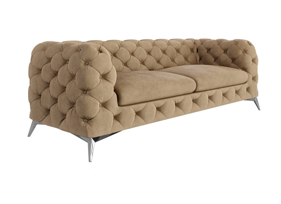 TEO 2,5 – trzyosobowa sofa Chesterfield glamour ciepły beż do salonu - Riviera 24