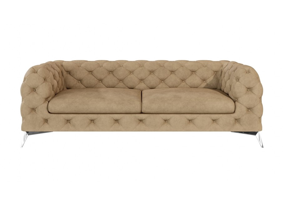 TEO 2,5 – trzyosobowa sofa Chesterfield glamour ciepły beż do salonu - Riviera 24