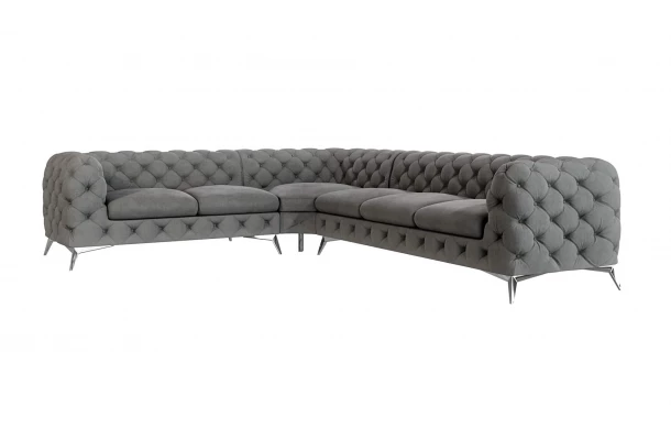 Narożnik sześcioosobowy pikowany glamour Chesterfield TEO 2+E+3 - luksusowe