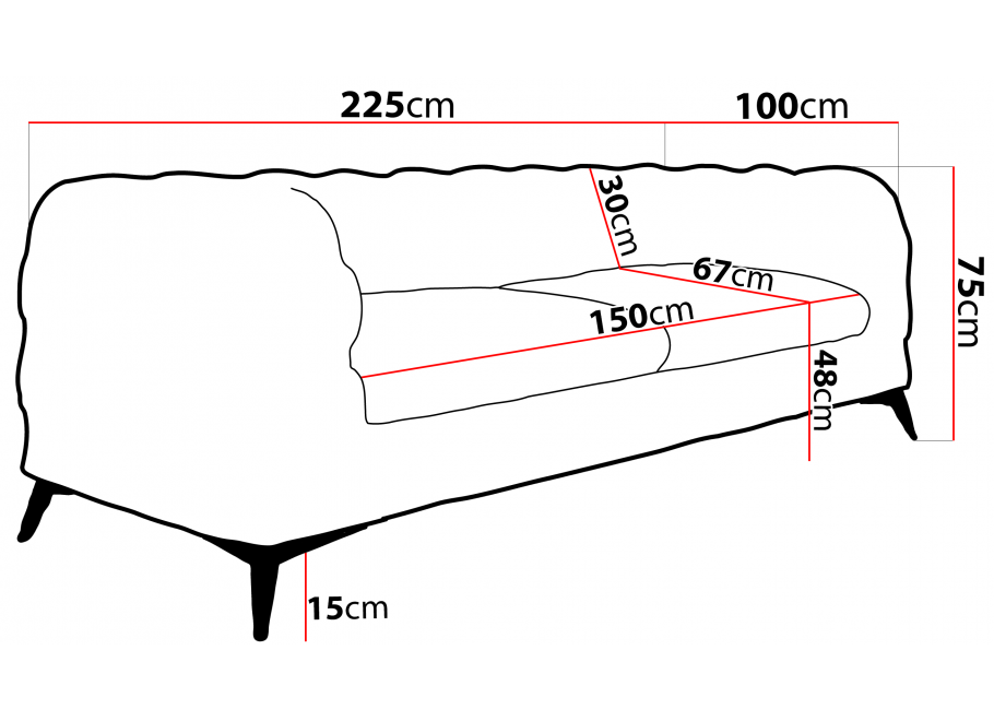 TEO 2,5 – sofa trzyosobowa pikowana glamour Chesterfield w kolorze szaro-beżowym 5