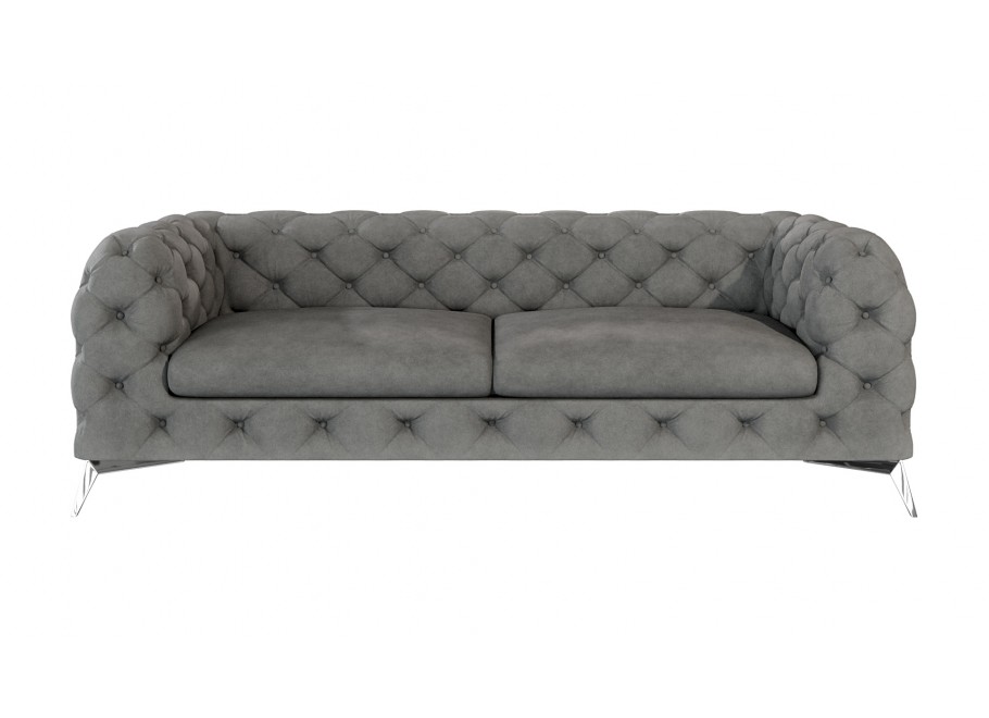 Trzyosobowa sofa glamour pikowana TEO 2,5 – szary klasyk do każdego wnętrza 2