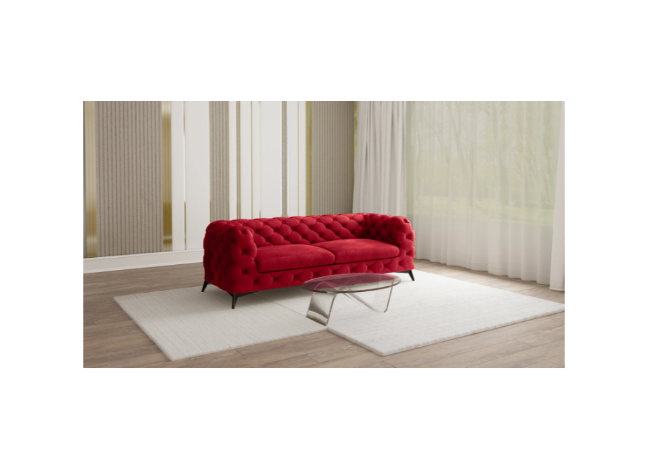 TEO 2,5 – trzyosobowa czerwona sofa pikowana w stylu glamour Chesterfield 2
