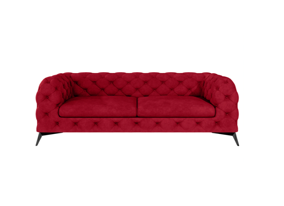 TEO 2,5 – trzyosobowa czerwona sofa pikowana w stylu glamour Chesterfield 3