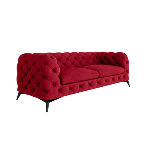 TEO 2,5 – trzyosobowa czerwona sofa pikowana w stylu glamour Chesterfield
