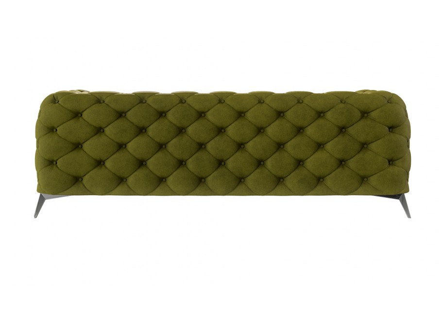 Pikowana oliwkowa sofa trzyosobowa Chesterfield TEO 2,5 – styl glamour 3