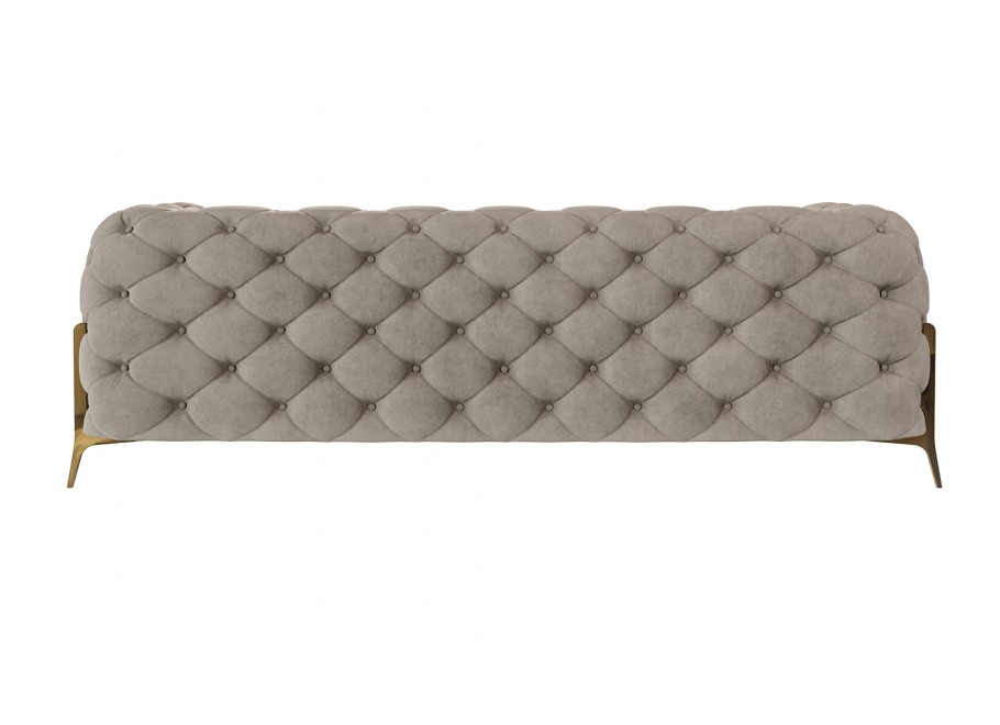 Stylowa sofa 3-osobowa Chesterfield pikowana TEO HIGH 2,5 – szaro-beżowa tapicerka 4
