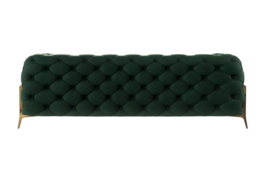 Pikowana sofa glamour Chesterfield TEO HIGH 2,5 – elegancka butelkowa zieleń 4