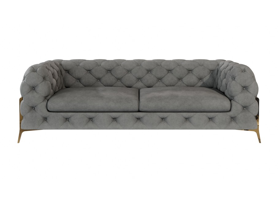 Sofa trzyosobowa pikowana glamour Chesterfield TEO HIGH 2,5 w kolorze szarym –  do każdego wnętrza 3