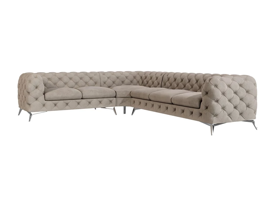 Narożnik sześcioosobowy pikowany glamour Chesterfield TEO 2+E+3