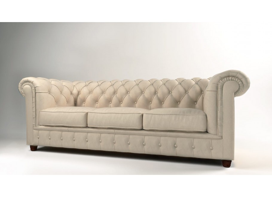 Wygodna sofa 3-osobowa chesterfield Solaris 3 beżowa – idealna do salonu - Riviera 21