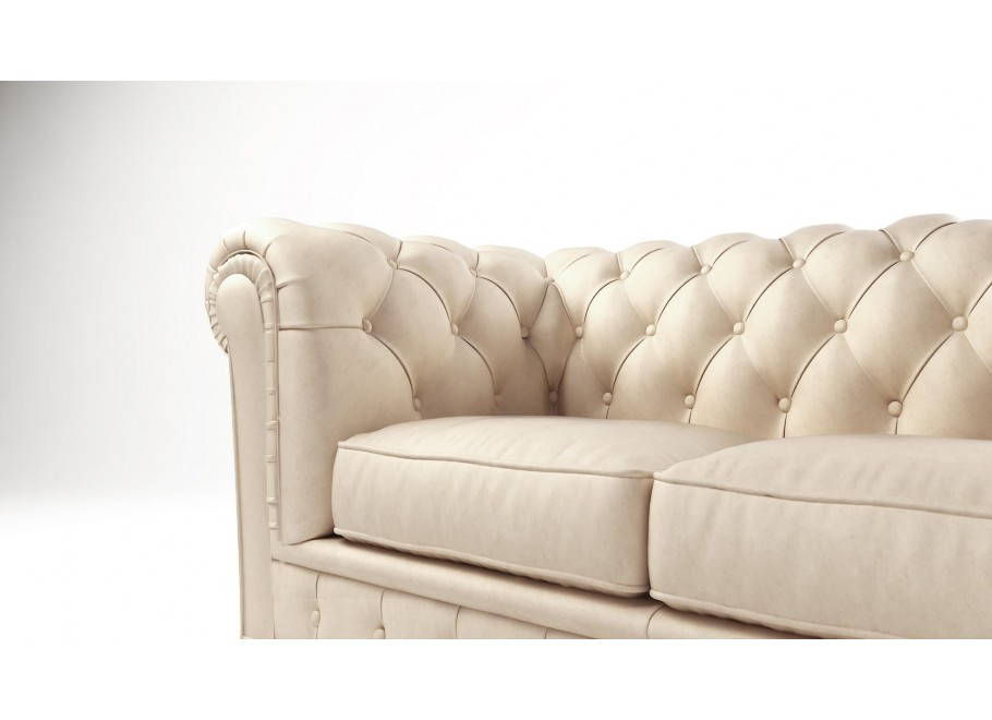 Wygodna sofa 3-osobowa chesterfield Solaris 3 beżowa – idealna do salonu - Riviera 21