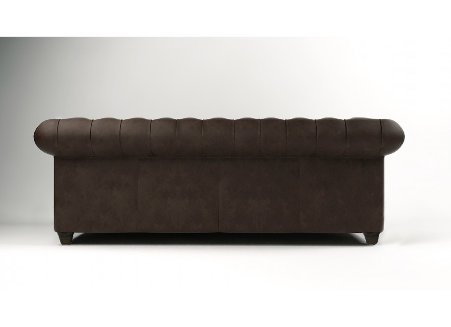 Brązowa sofa pikowana trzyosobowa chesterfield Solaris 3 wygodna i elegancka 4