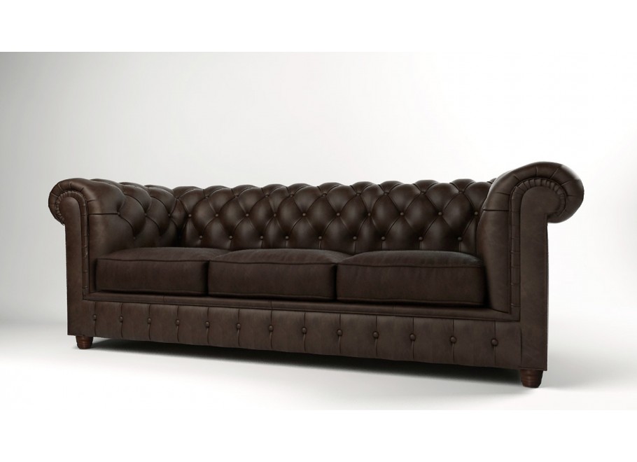 Brązowa sofa pikowana trzyosobowa chesterfield Solaris 3 wygodna i elegancka 5