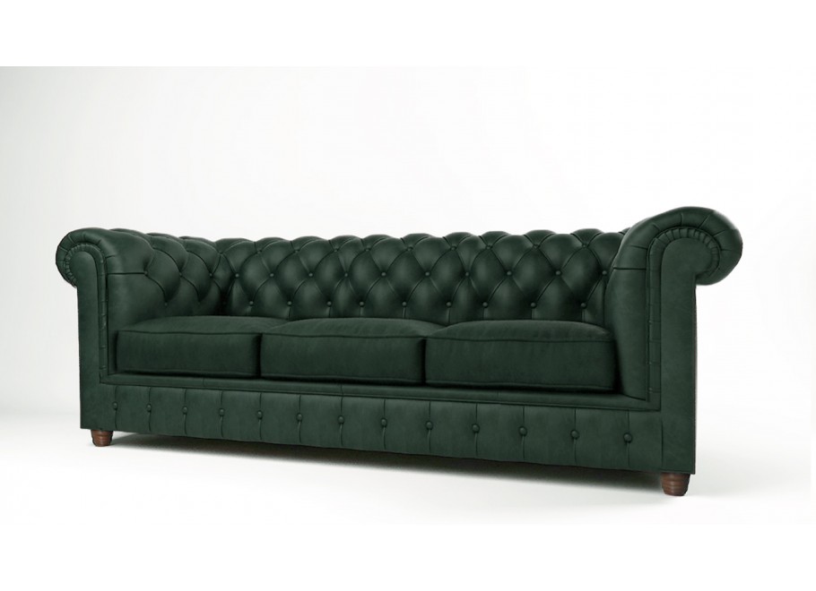 Sofa pikowana 3-osobowa butelkowa zieleń Solaris 3 – stylowa i wygodna do salonu 2